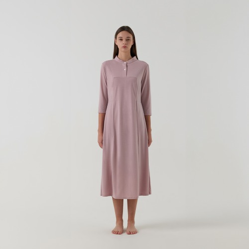 노르딕슬립 텐셀 하프 슬리브 롱 드레스 (3color)